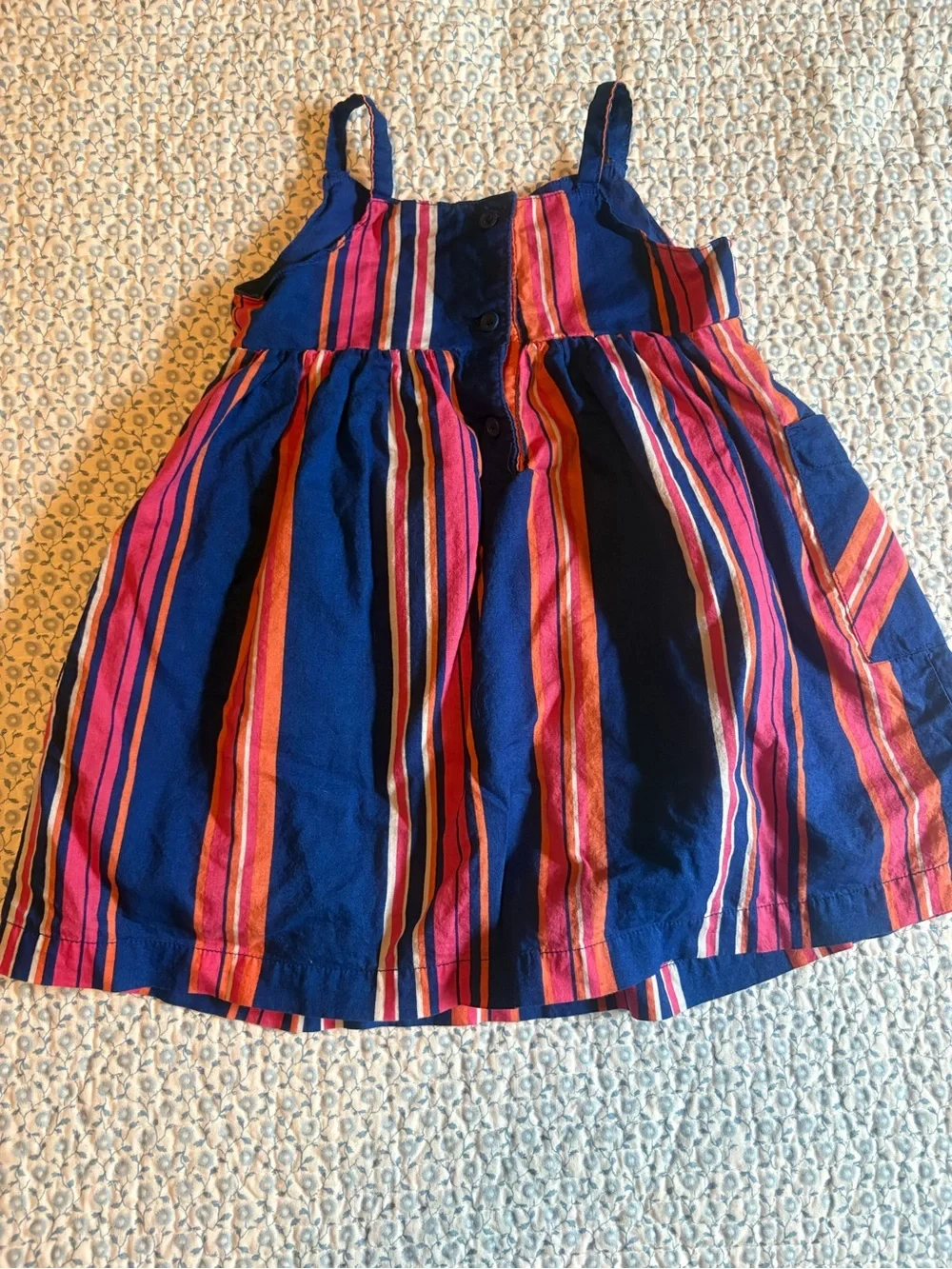 Old Navy Navy Blue Dress with Pink and Orange Stripes